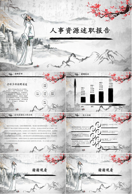 中国风人事行政述职报告ppt模板