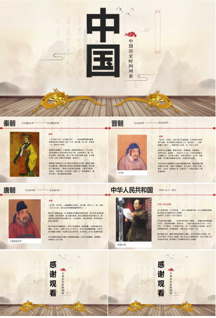 中国历史时间列表ppt模板