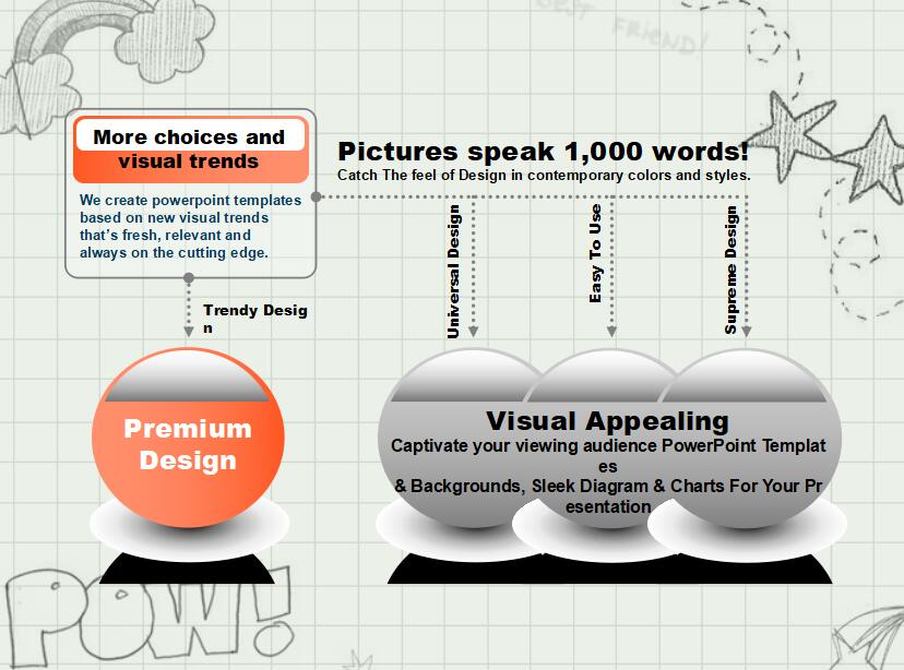 灰色卡通手绘工作总结ppt模板