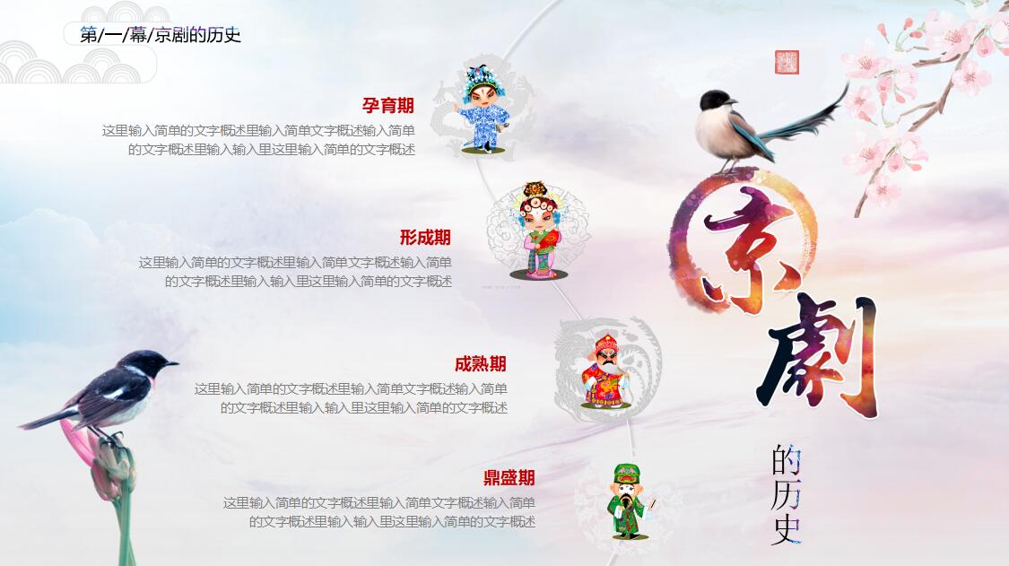 唯美中国风京剧介绍ppt模板