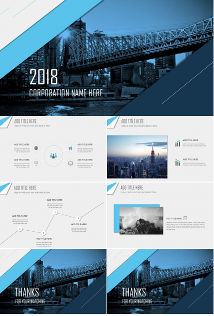 简约蓝色商务年度总结ppt模板