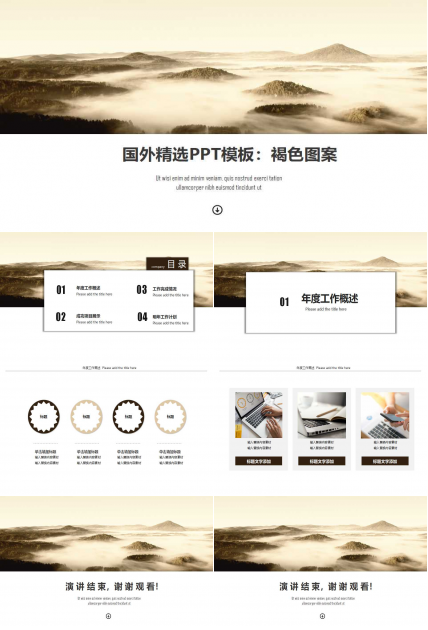 国外精选PPT模板：褐色图案