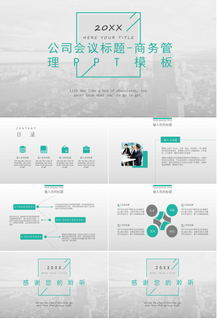 公司会议标题-商务管理PPT模板