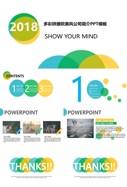 多彩拼接欧美风公司简介PPT模板