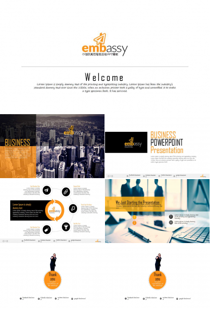 个性欧美范橙色总结PPT模板