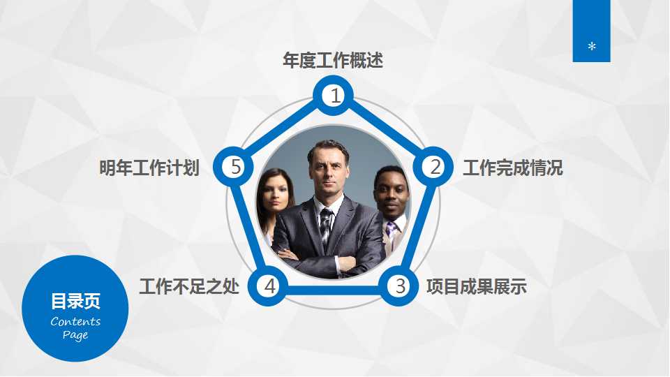 蓝色框架商务幻灯片模板