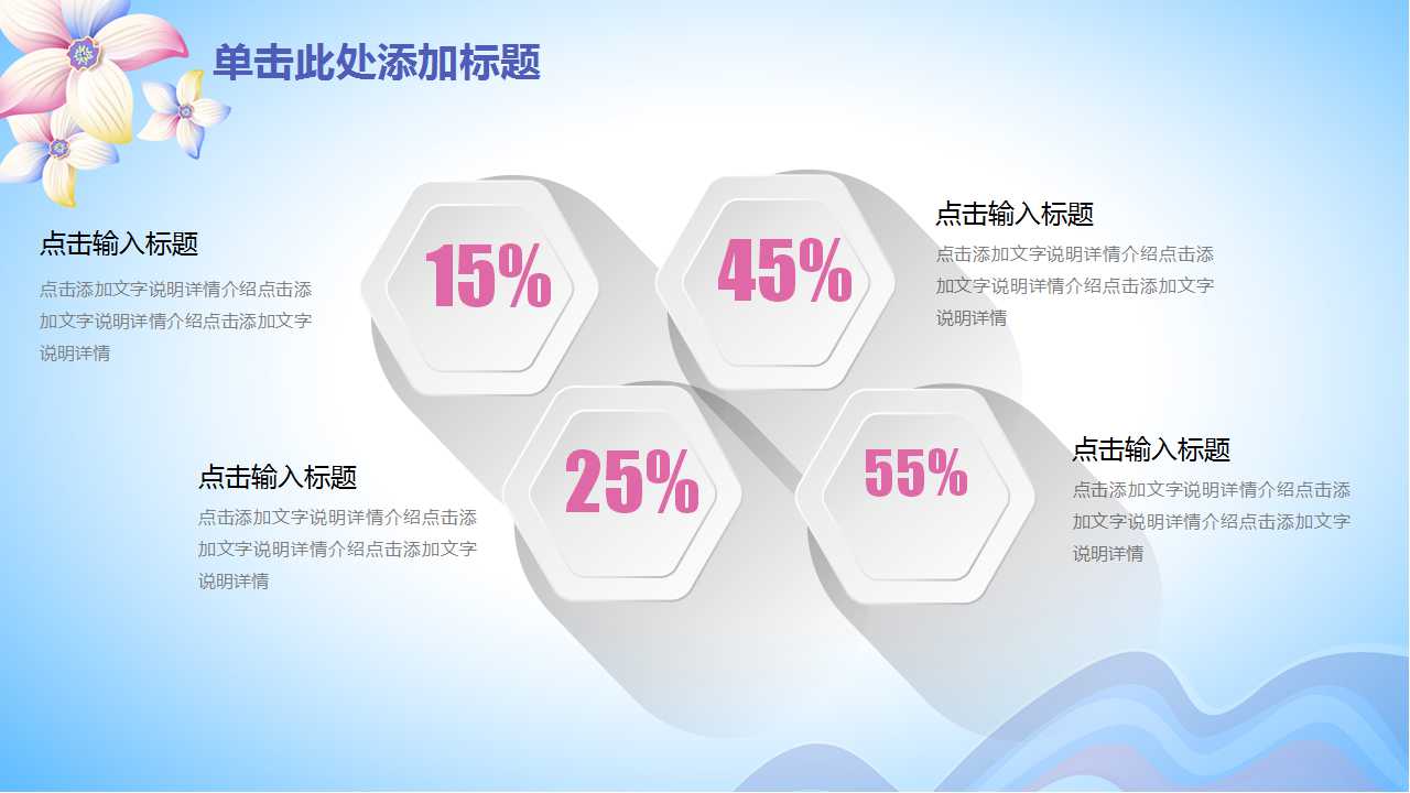 花朵简约小清新商务工作汇报ppt模板
