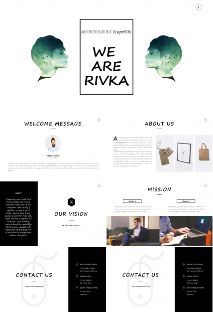 城市欧美风商务汇报ppt模板