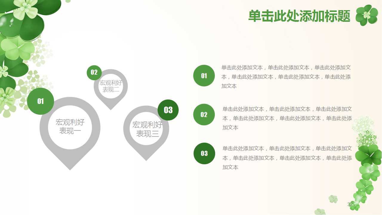 绿色花朵商务汇报ppt模板