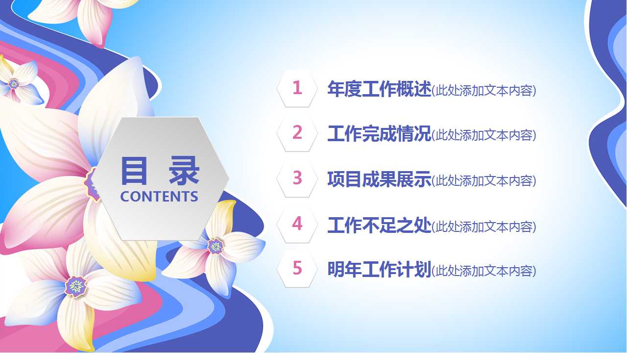花朵简约小清新商务工作汇报ppt模板