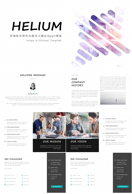 高端欧美简约风健身主题运动ppt模板