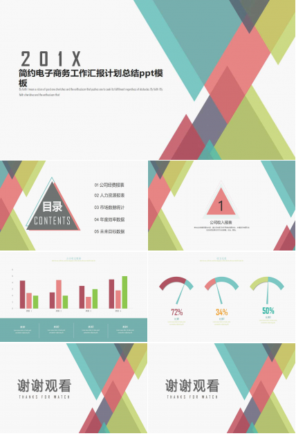 简约电子商务工作汇报计划总结ppt模板