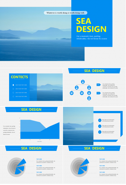 最新时尚蓝色色系PPT模板