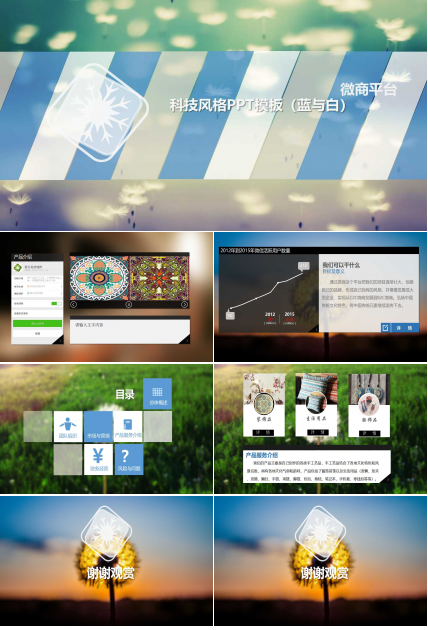 科技风格PPT模板（蓝与白）