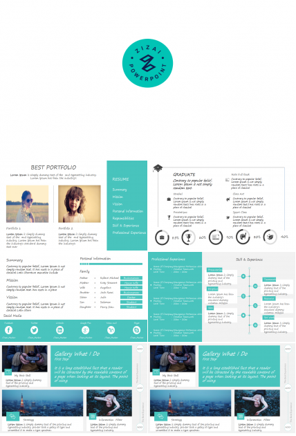 白色背景-淡雅小环PPT模板