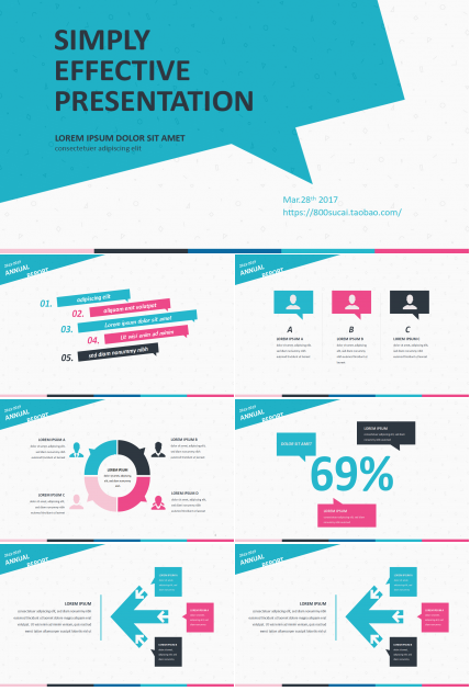 蓝色颜色亮丽版模板