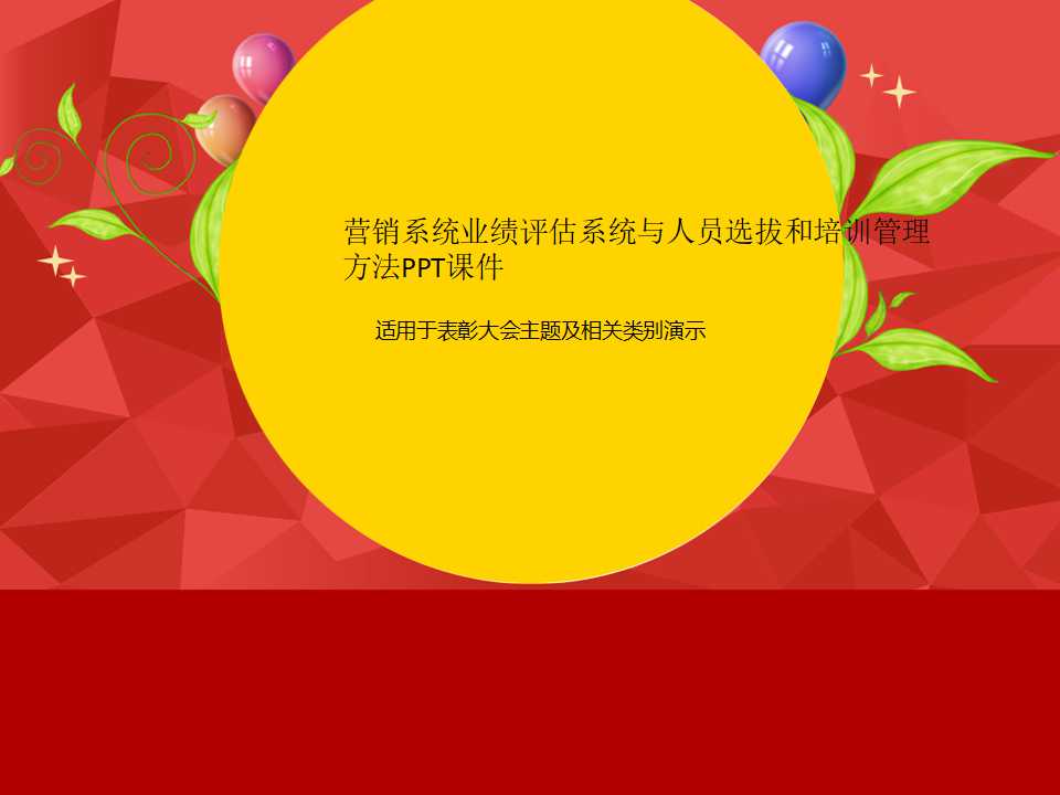 营销系统业绩评估系统与人员选拔和培训管理方法PPT课件
