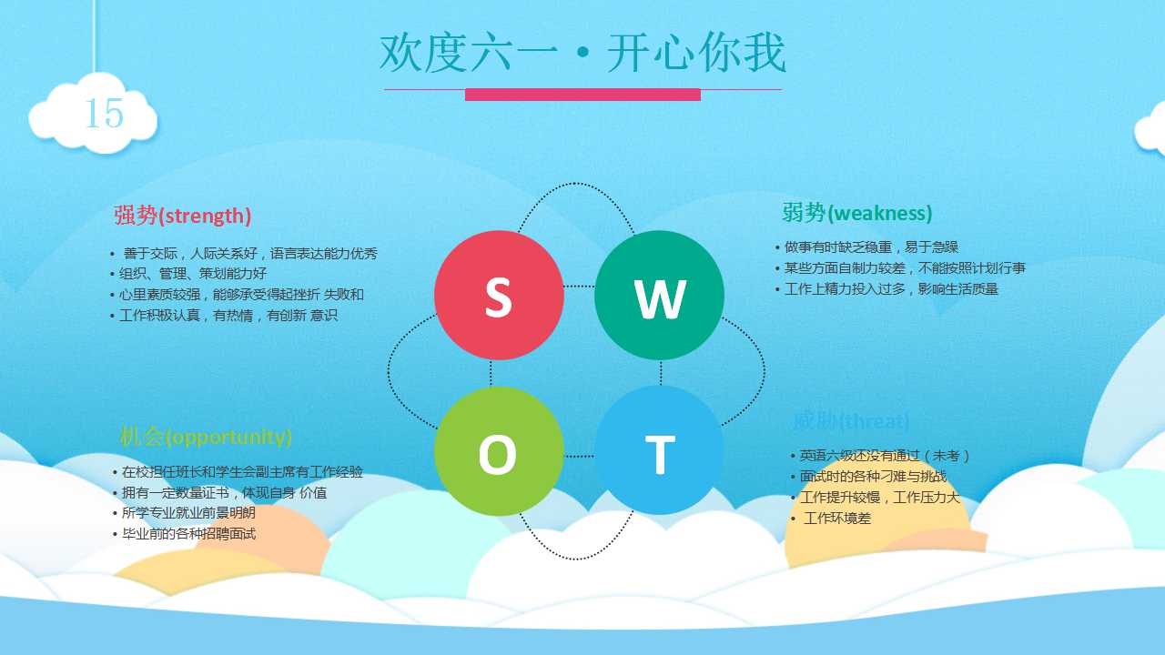 卡通蓝色六一儿童节PPT模板