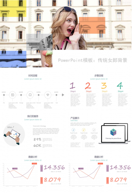 PowerPoint模板：传统女郎背景