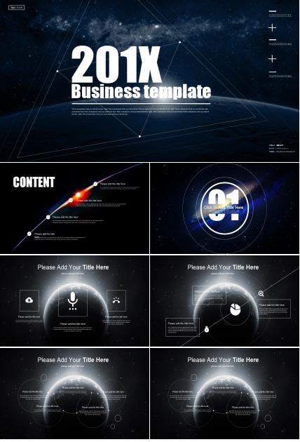 教育PPT模板-深蓝色背景