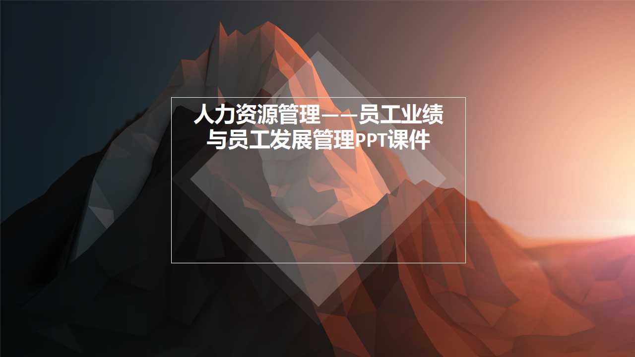 人力资源管理——员工业绩与员工发展管理PPT课件