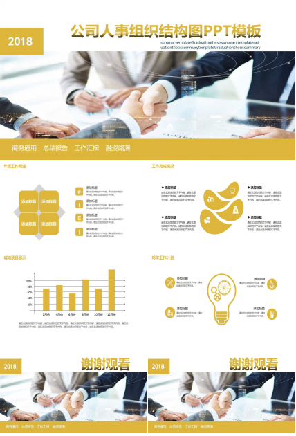 公司人事组织结构图PPT模板