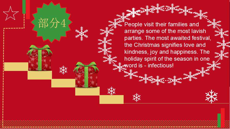 圣诞庆祝PPT模板_美丽红色背景