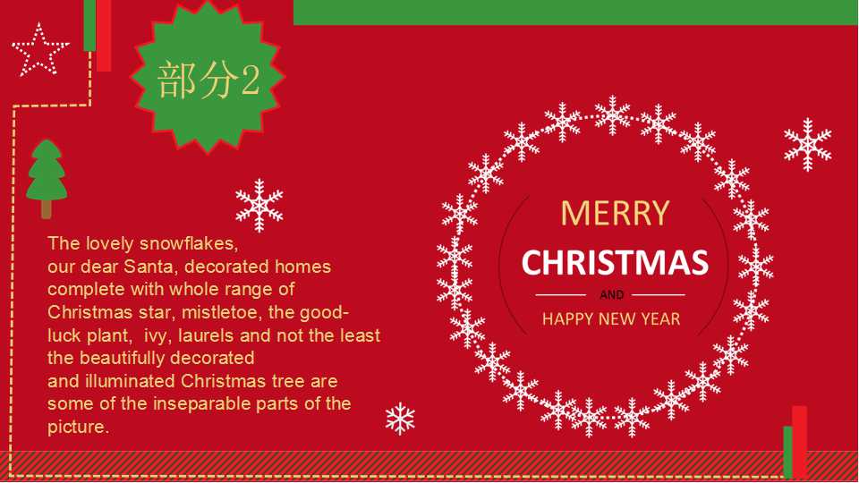 圣诞庆祝PPT模板_美丽红色背景