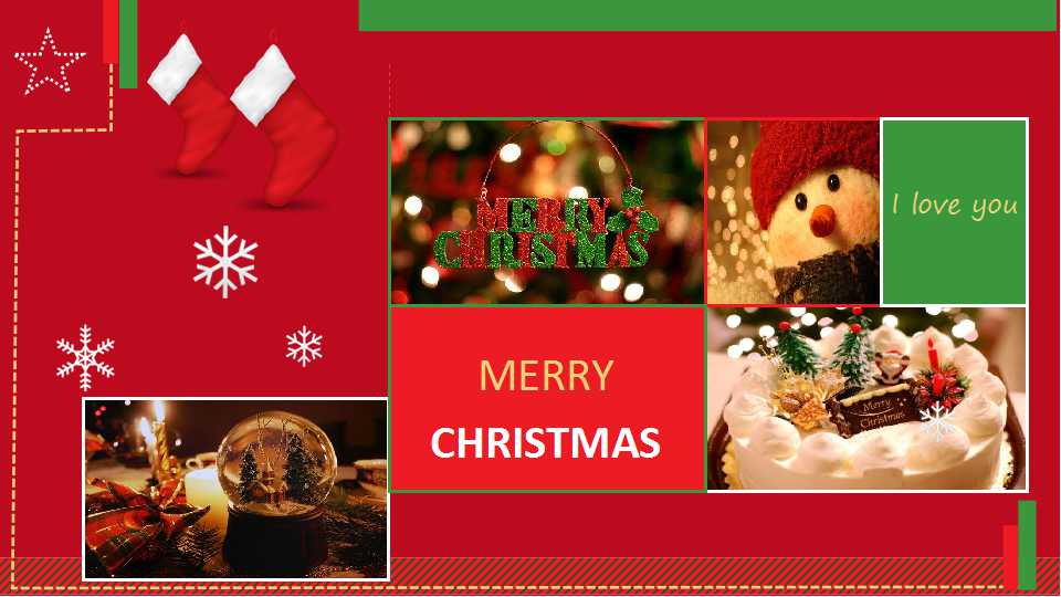 圣诞庆祝PPT模板_美丽红色背景