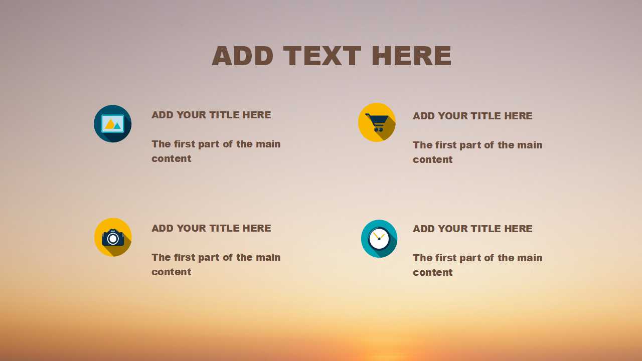 夕阳大海小岛PPT背景模板