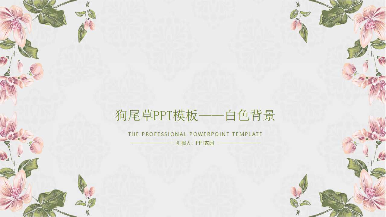 狗尾草PPT模板——白色背景