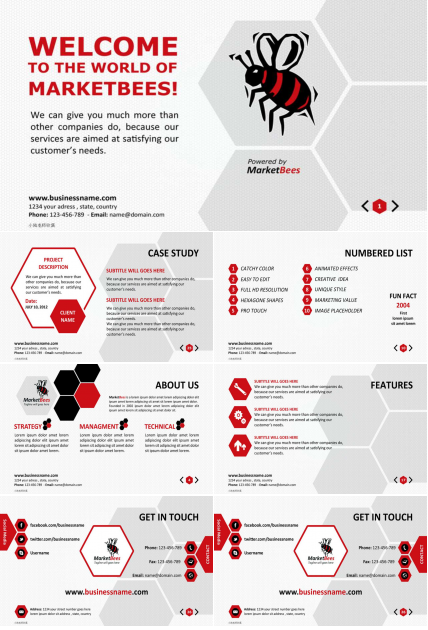 动漫卡通蜜蜂PPT模板免费下载