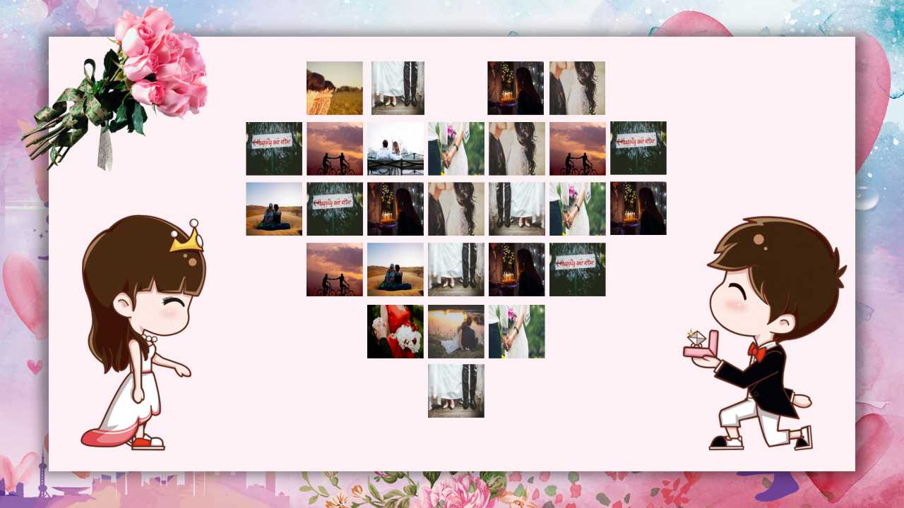 浪漫红玫瑰情人节结婚庆典PPT模板