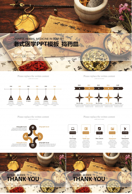 老式医学PPT模板_捣药皿