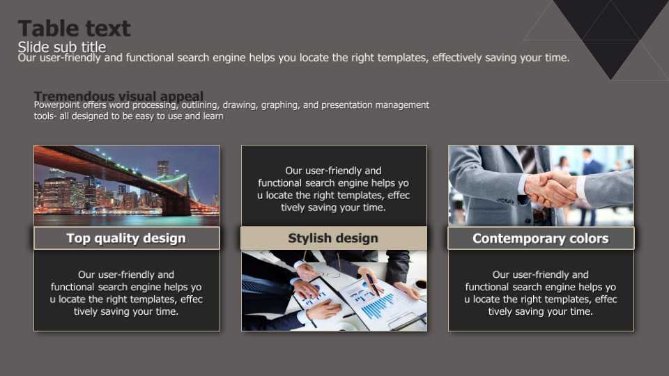 不规则的三角形PPT模板（黄褐色图片）