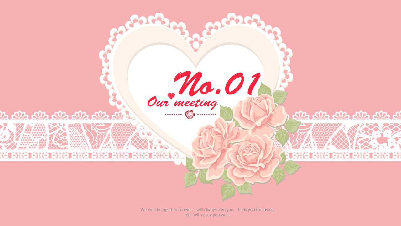 粉红色的玫瑰PPT模板下载