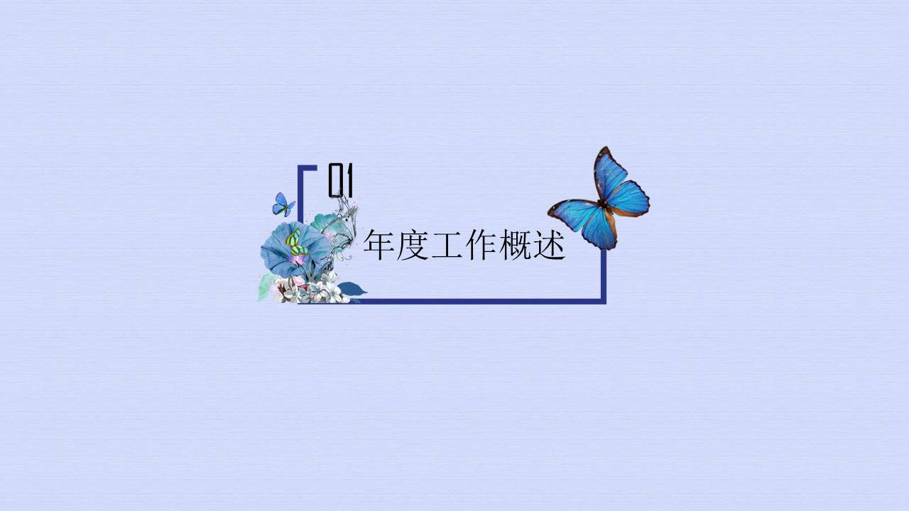 蓝色烂漫蝴蝶飞飞PPT模板