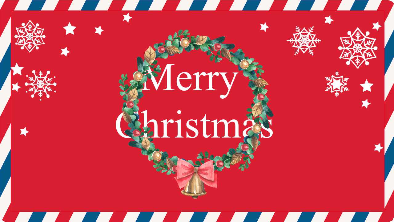 圣诞节PPT模板Christmas04红色花环