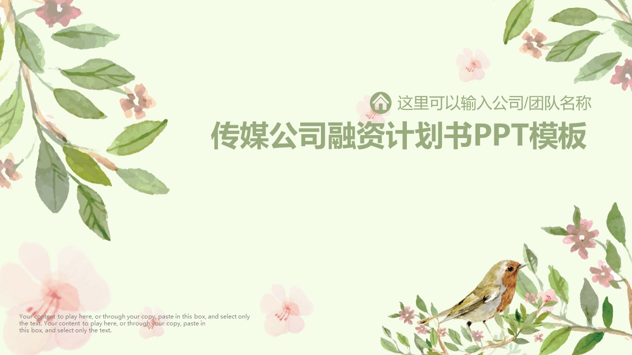 传媒公司融资计划书ppt模板