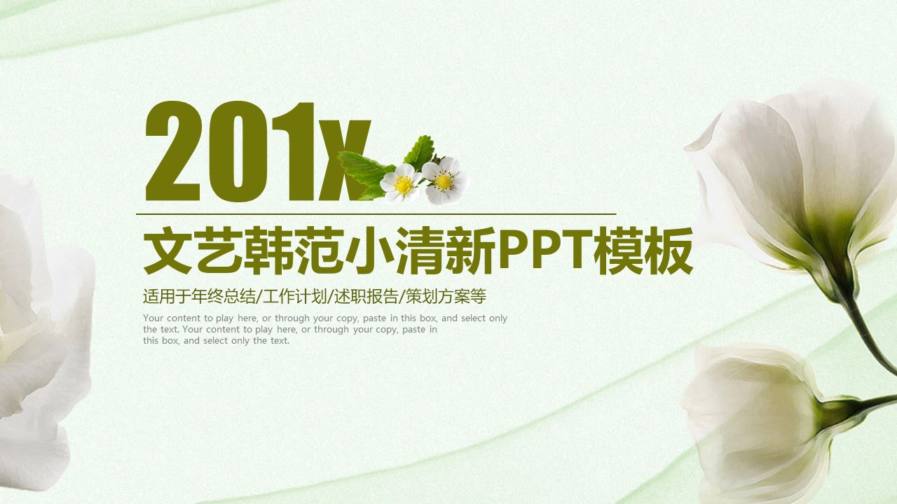 文艺韩范小清新ppt模板