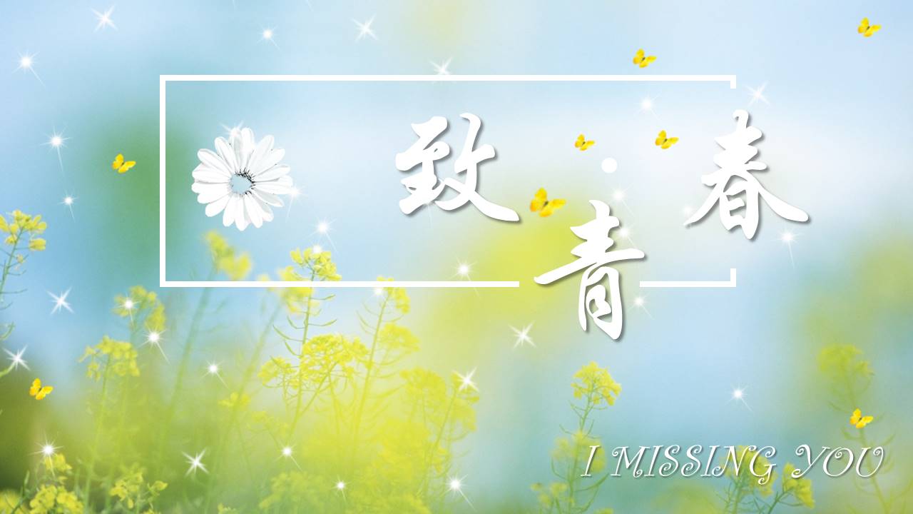 油菜花背景青春回忆纪念册ppt模板