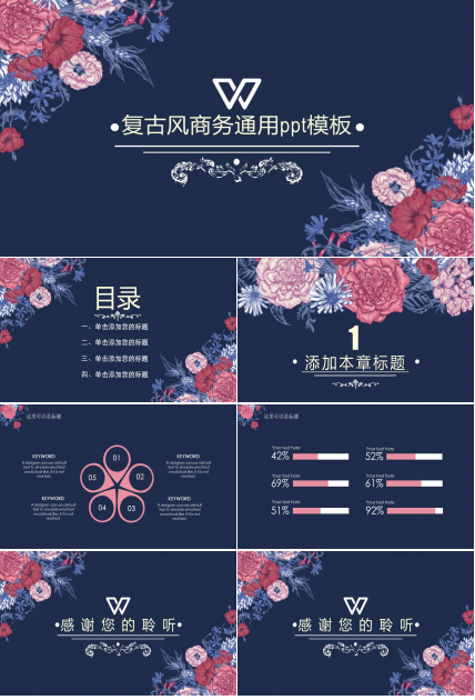 复古风商务通用ppt模板