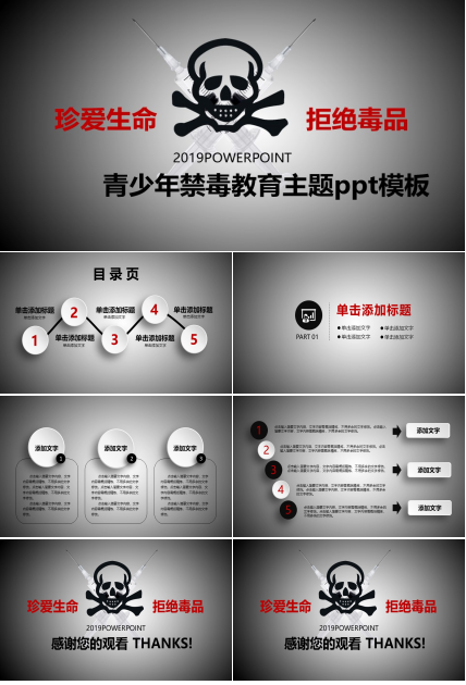 青少年禁毒教育主题ppt模板