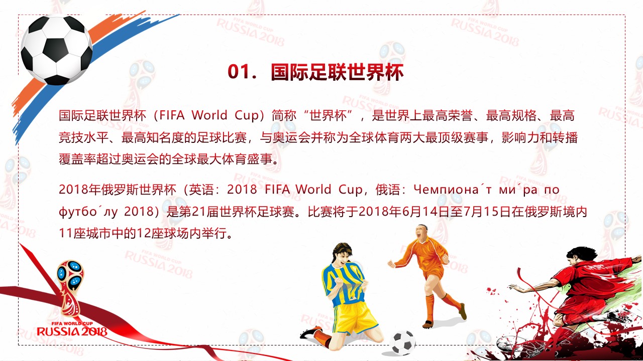 走进俄罗斯世界杯ppt模板