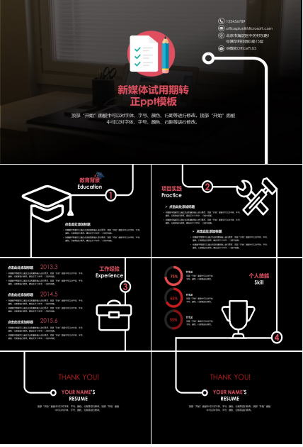 新媒体试用期转正ppt模板