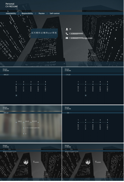 试用期转正精简ppt模板