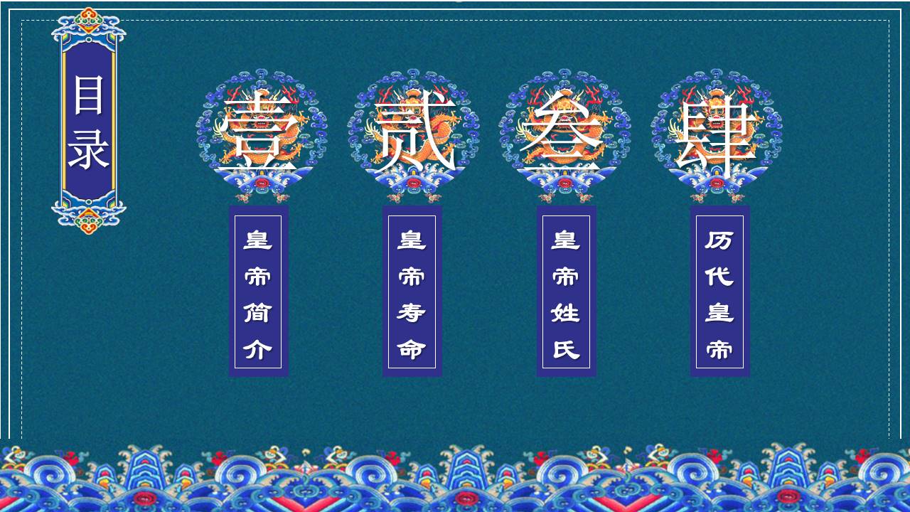 传统宫廷复古风中国皇帝历史介绍ppt模板