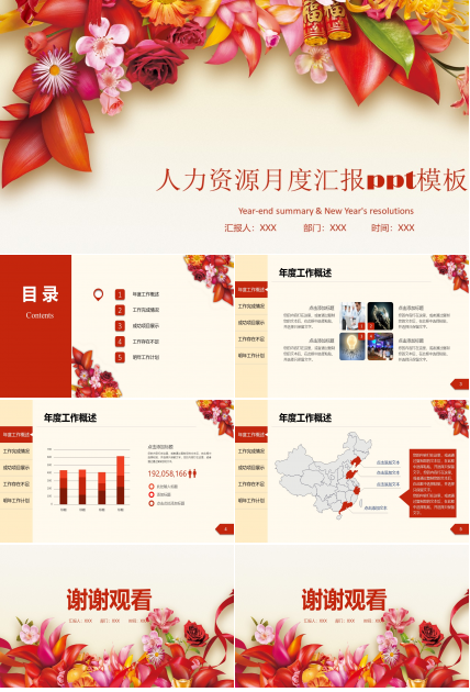 人力资源月度汇报ppt模板