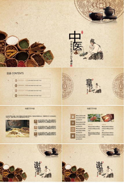 中国中医药文化ppt模板