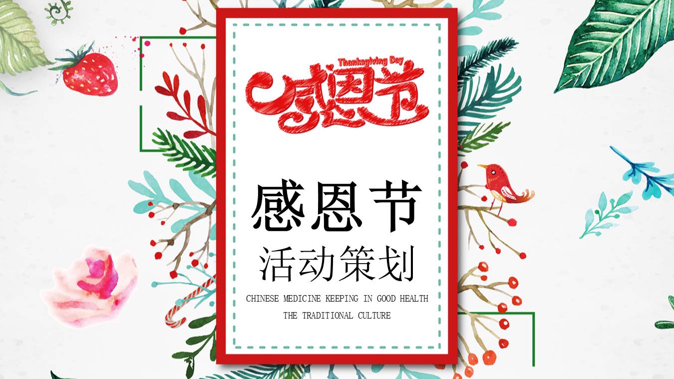 彩色手绘清新感恩节活动策划ppt模板